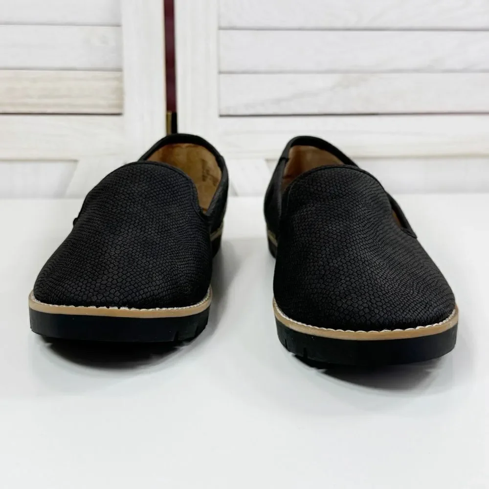 Cliffs Dallis Faux‎ Suede Loafer Shoe Snake Embossed Slip On Black 8.5
